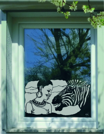 307 Zebra mit Afrikanerin